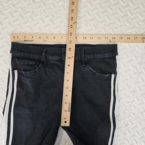 Mother Jeans Womens 29 Insider Crop Step Fray Guilty Racer Black White Stripe - Picture 10 of 13